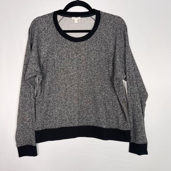 Soft Joie Medium M Heather Gray Black Side Zip Sweatshirt Pullover Crew Neck - Picture 1 of 7